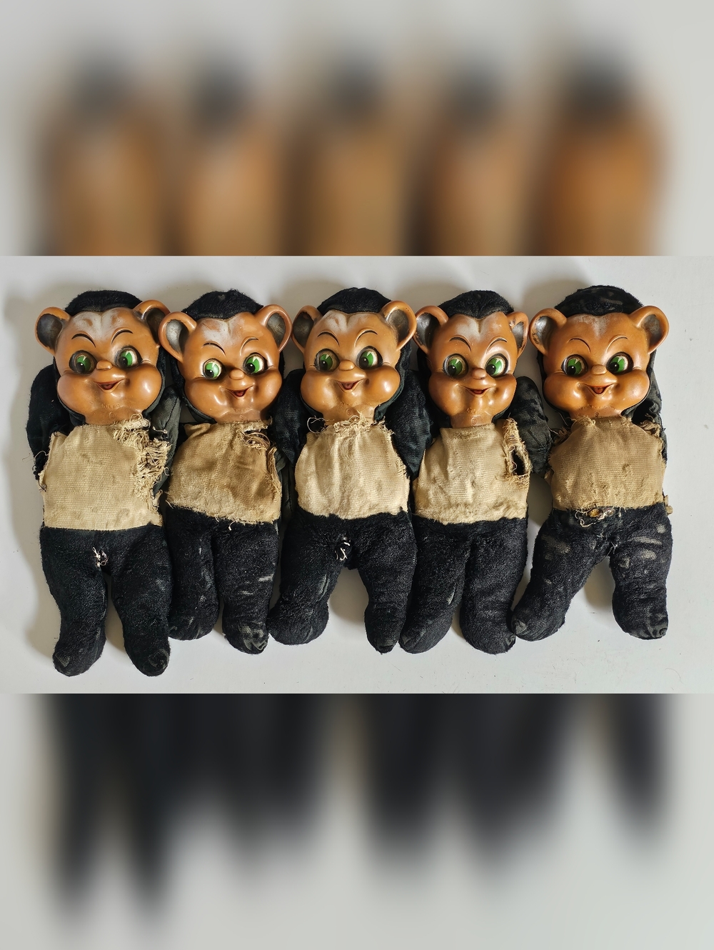 Vintage 1938 Knickerbocker 14" Panda Bear Plush Lot of 5 Stuffed Animals RARE
